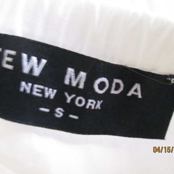 White Blue Peasant Boho Top Few Moda S M Baby Doll - Picture 4 of 5